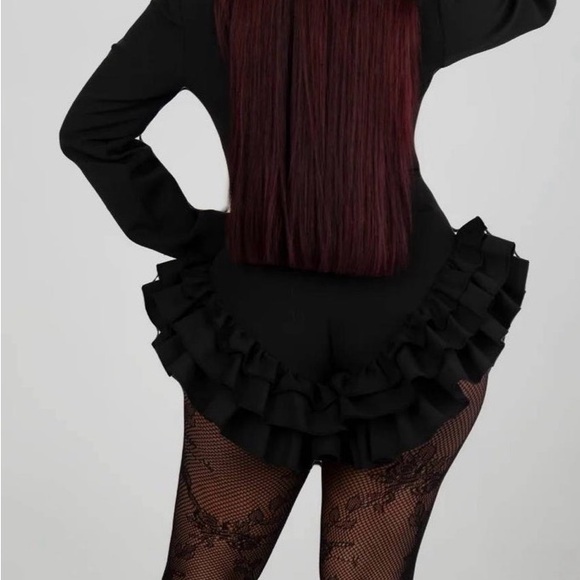 Black Ruffled Blazer Romper - Picture 3 of 8